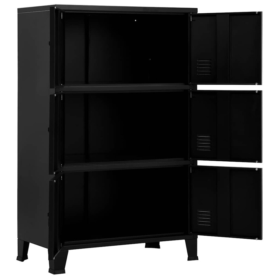 vidaXL Industrialna szafka do przechowywania, czarna 75x40x120 cm stal