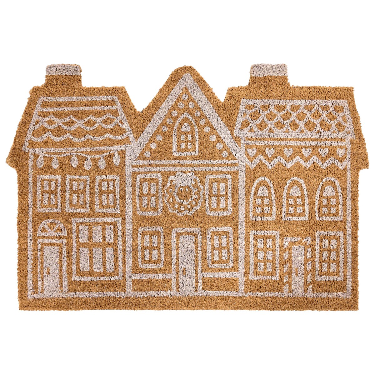 Wycieraczka MUHIKAP Naturalny 60 x 90 cm Wzór świąteczny Włókno kokosowe