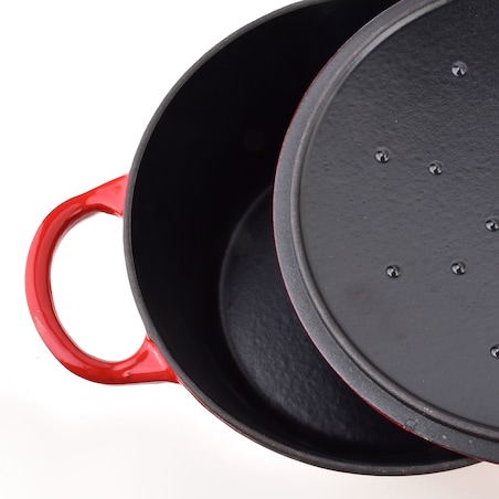 RODELUXE Brytfanna żeliwna emaliowna okrągła 24x31xh17cm z pokrywą