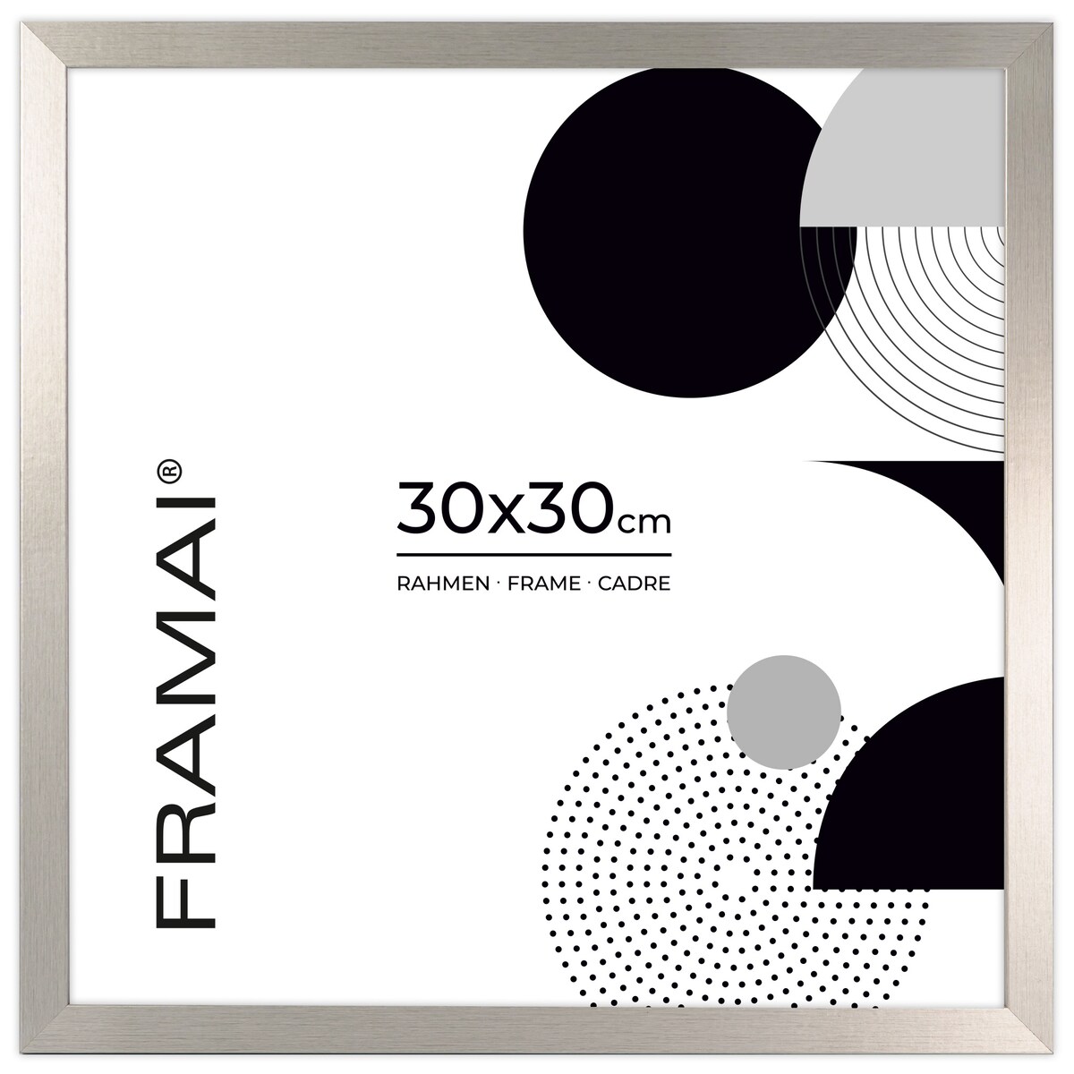 Ramka na zdjęcia 30x30 cm srebrna rama MDF z plexi do powieszenia pion poziom klasyczna kwadratowa ramka FRAMAI®