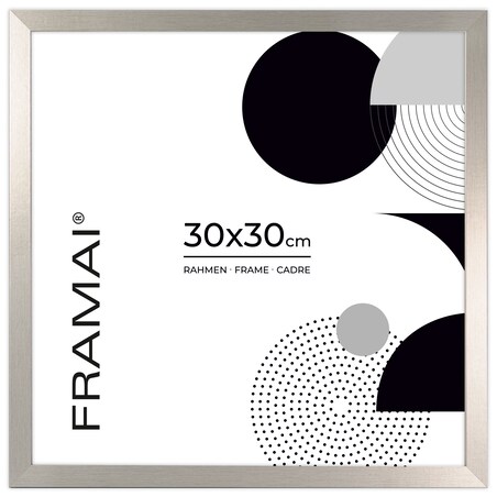 Ramka na zdjęcia 30x30 cm srebrna rama MDF z plexi do powieszenia pion poziom klasyczna kwadratowa ramka FRAMAI®