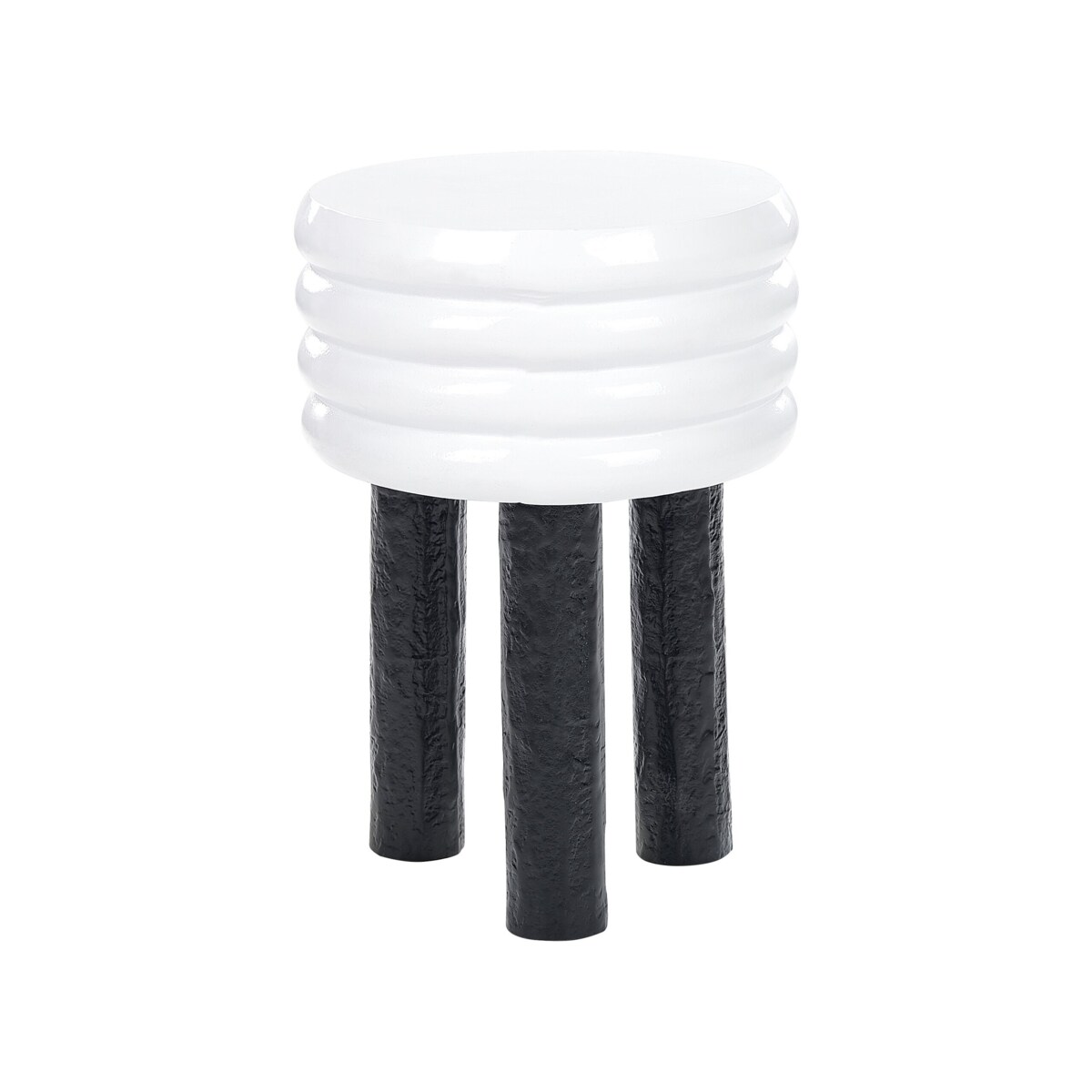 Stolik pomocniczy metalowy biały z czarnym KIKIWA