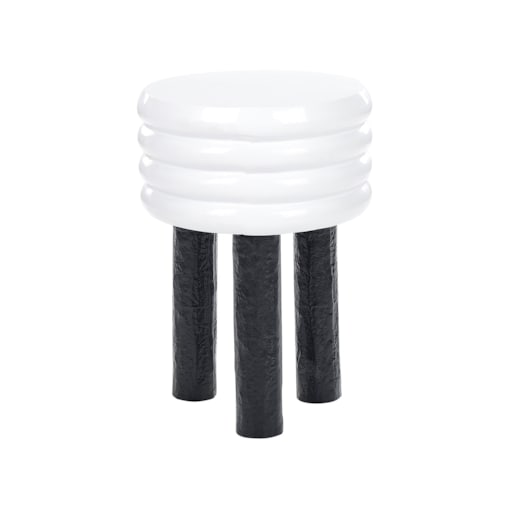 Stolik pomocniczy metalowy biały z czarnym KIKIWA