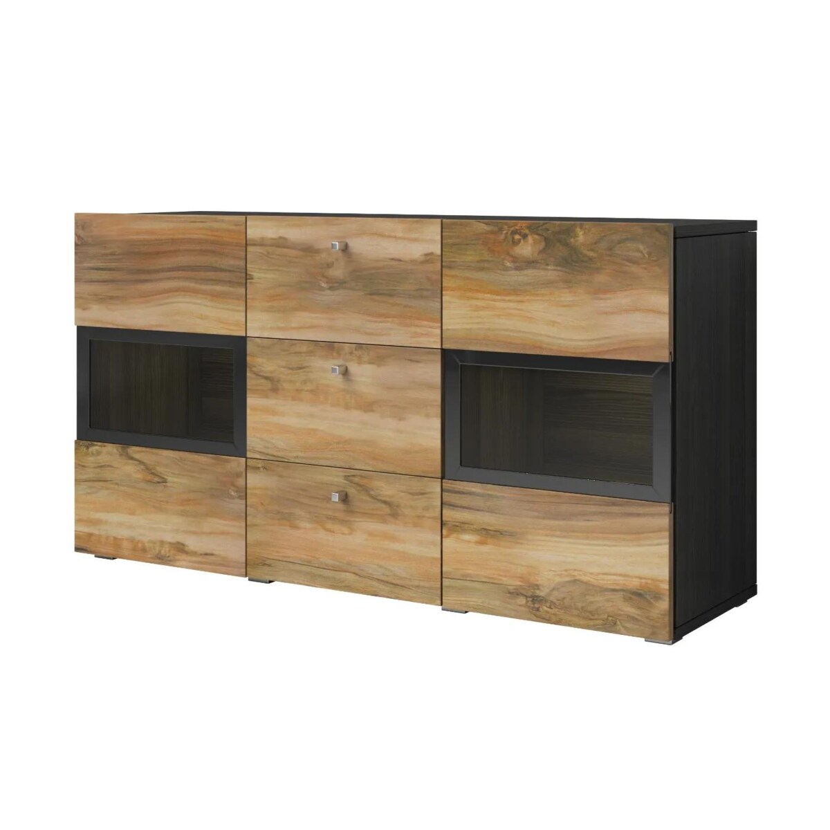 Komoda BAROS 2D3S 132cm orzech/czarna