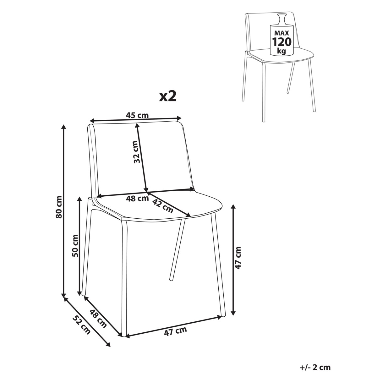 Krzesło do jadalni ESBON Zestaw 2 Tkanina Ciemnozielony