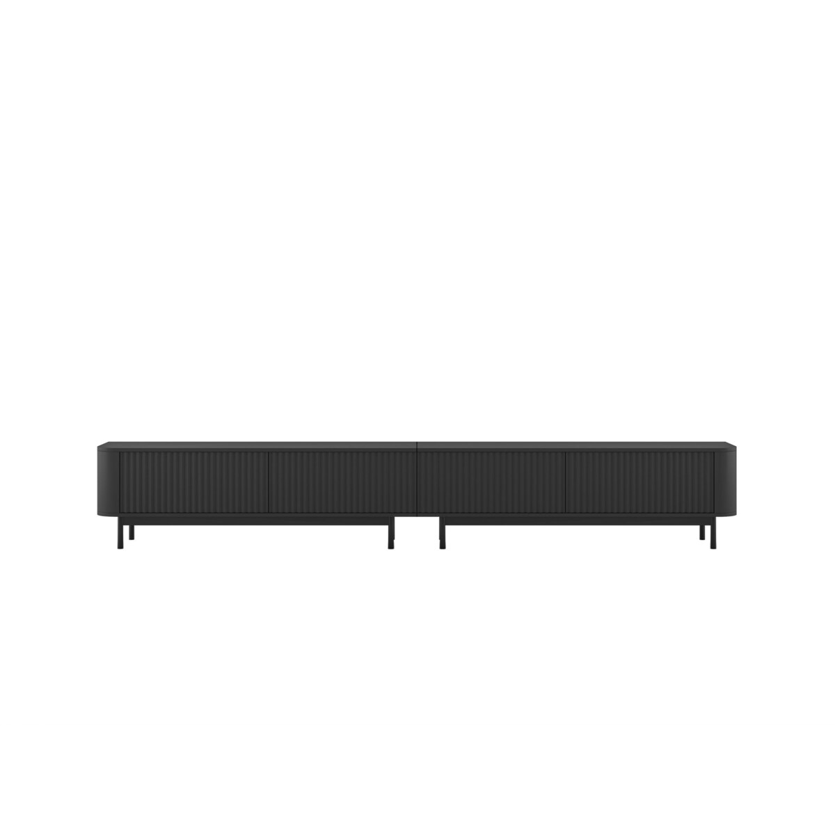 Szafka RTV Komoda RTV 280 cm Glamour Czarny Mat Czarny Stelaż