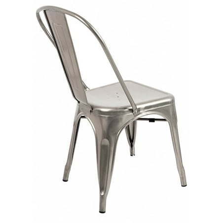 Nowoczesne krzesło srebrne Tower z lakierowanego metalu