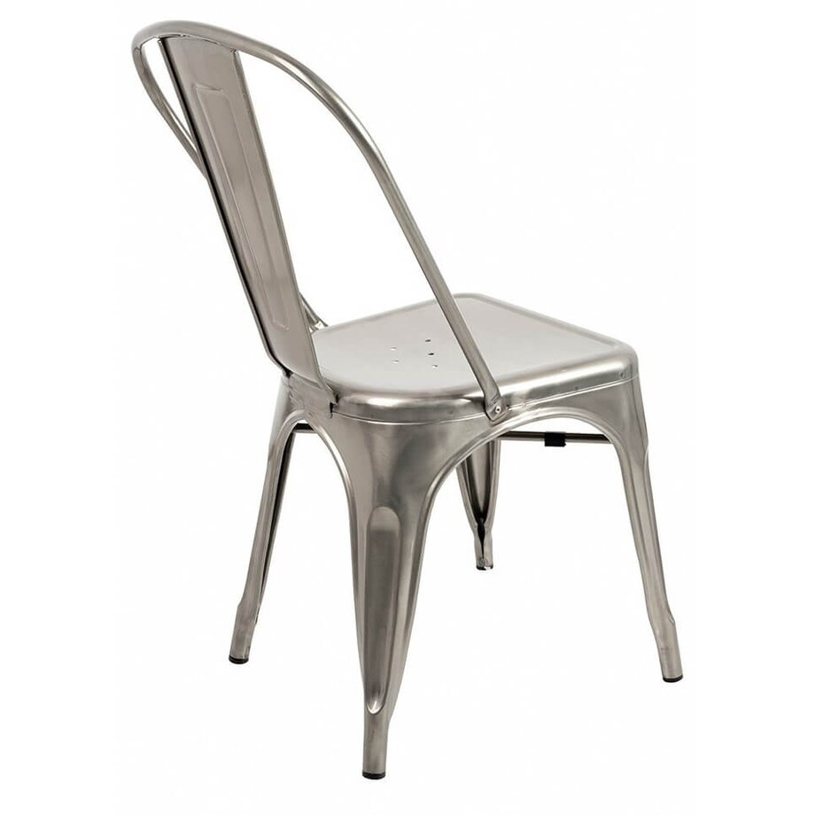Nowoczesne krzesło srebrne Tower z lakierowanego metalu