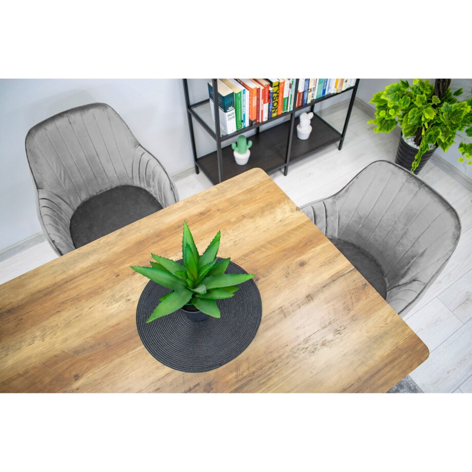 Krzesło Do Jadalni Kuchni Salonu Lugo - Aksamit Srebrno-Szary / Nogi Czarne