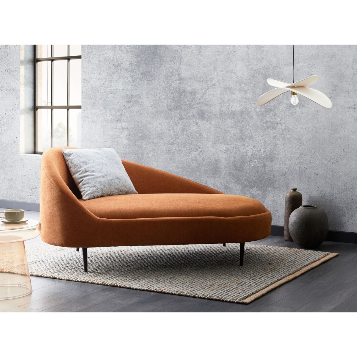 Szezlong lewostronny pomarańczowy VALREAS