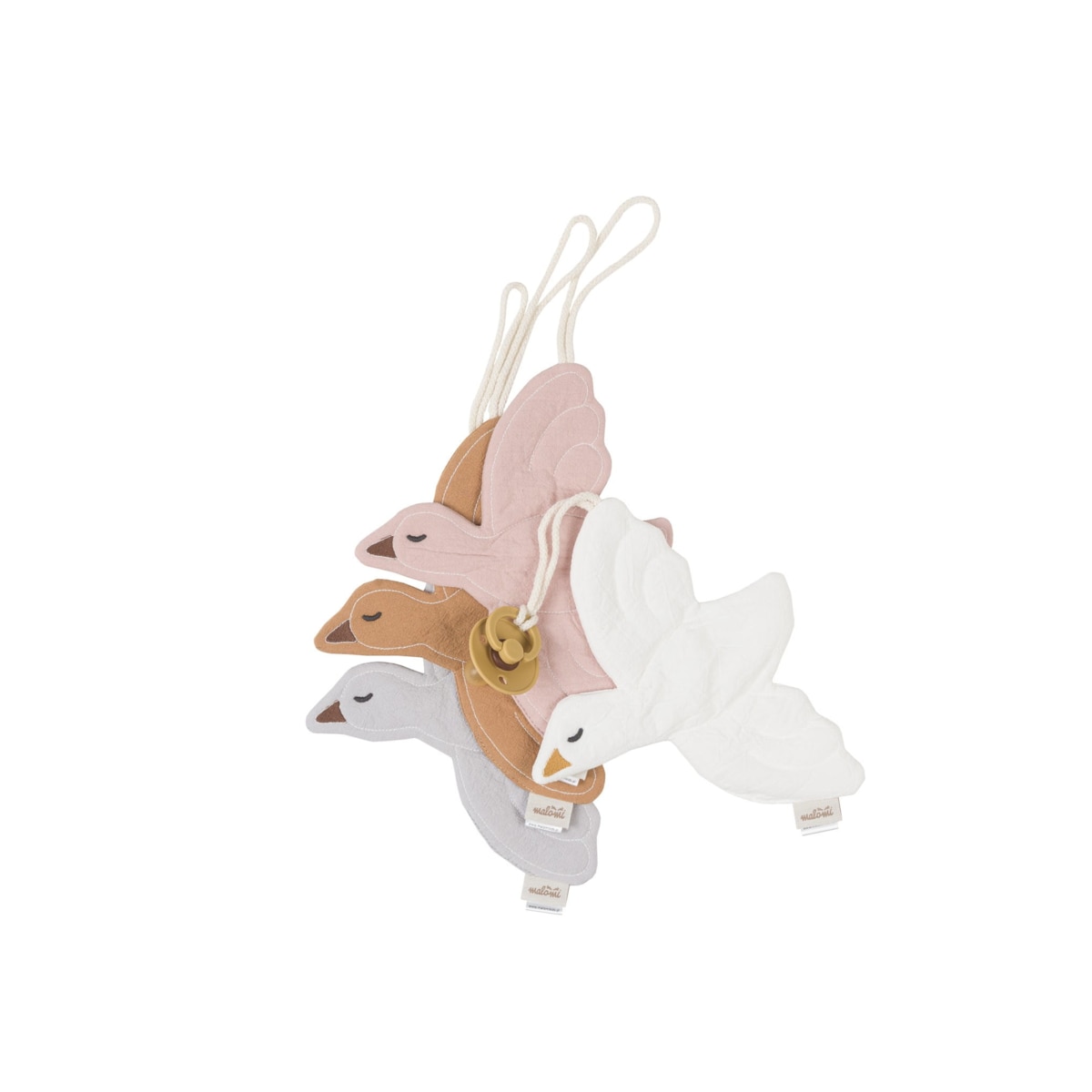 Zawieszka do smoczka/ozdoba ptaszek grey