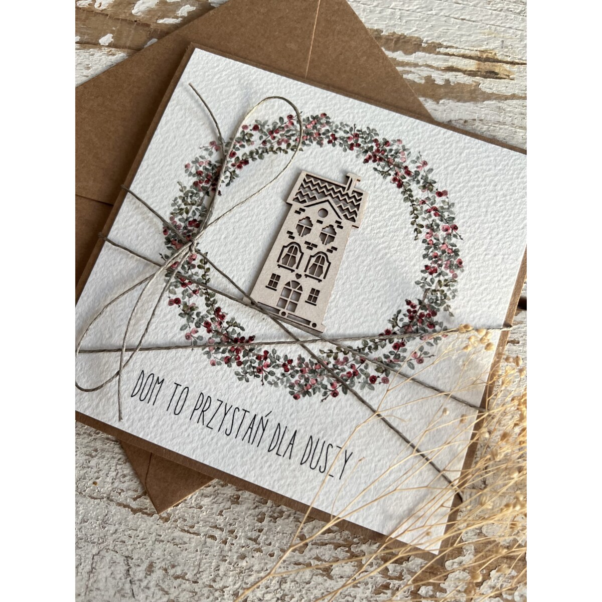 Ręcznie robiona kartka na parapetówkę - gratulacje z okazji przeprowadzki do nowego domu