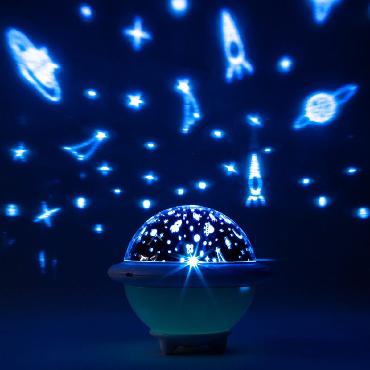 Lampka nocna dla dzieci projektor nieba i gwiazd UFO różowa