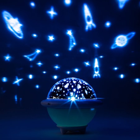Lampka nocna dla dzieci projektor nieba i gwiazd UFO różowa