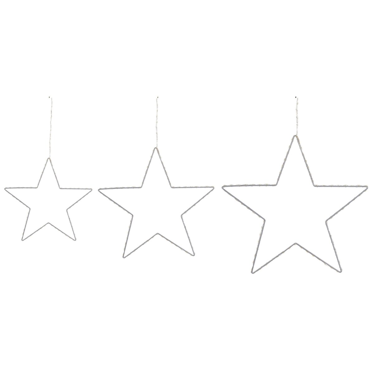 Zestaw 3 dekoracji wiszących LED gwiazda srebrny KUNNARI