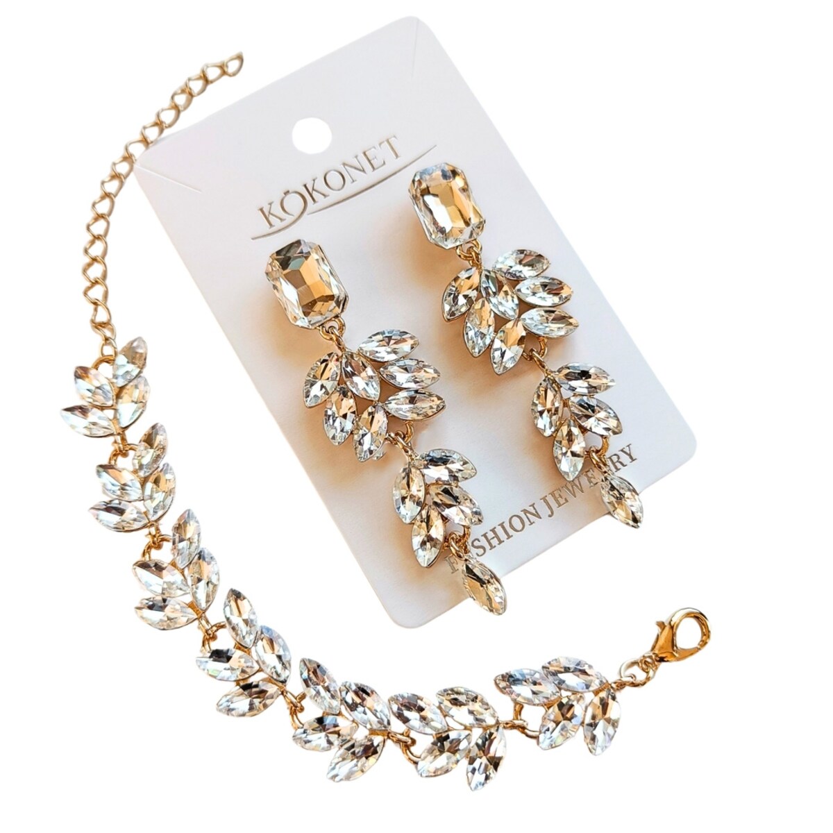 Złoty komplet biżuterii na ślub wesele studniówkę święta sylwestra GLAMOUR