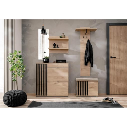 Garderoba do przedpokoju PEDRO I hickory jackson/czarna