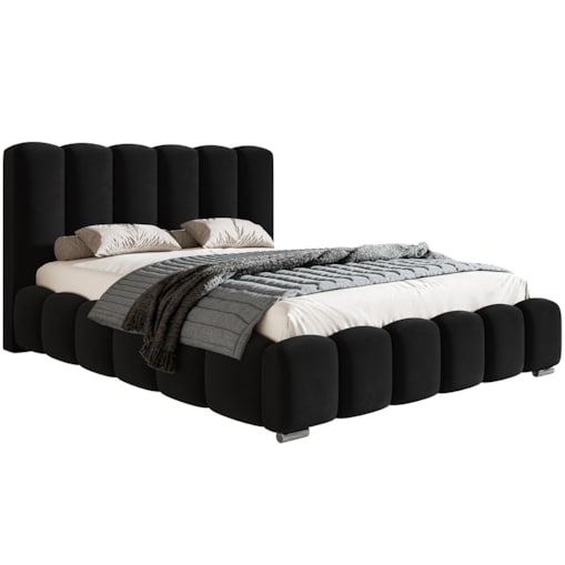 Łóżko sypialniane 180x200 BEN 18 tapicerowane, z pojemnikiem-czarne