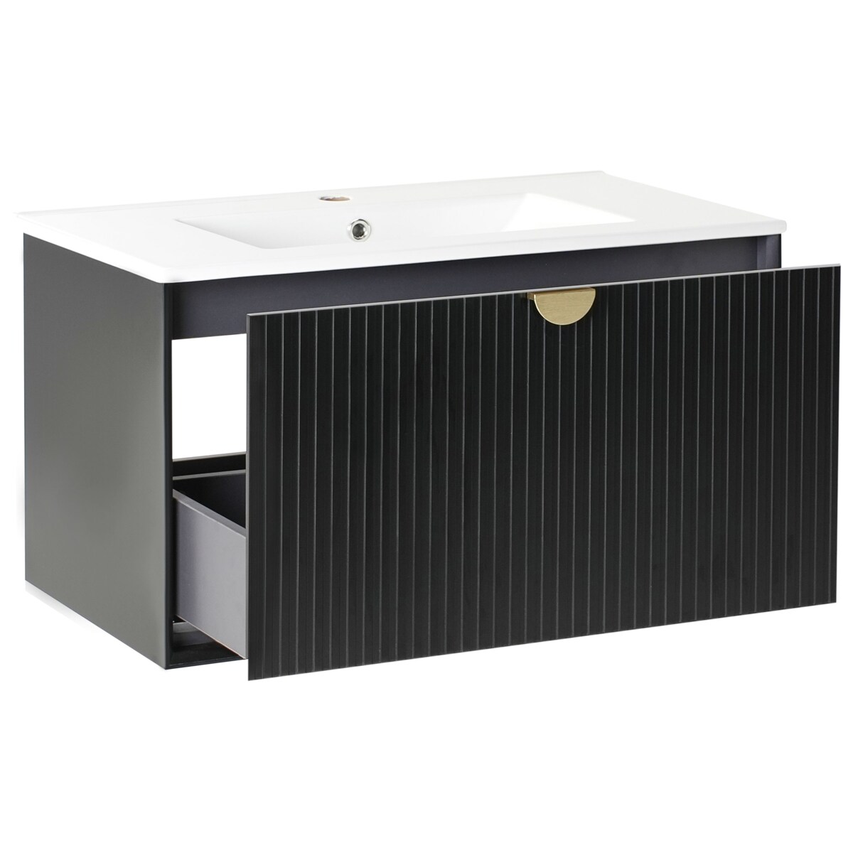 Szafka łazienkowa wisząca z umywalką BONAIRE 80 cm Czarny