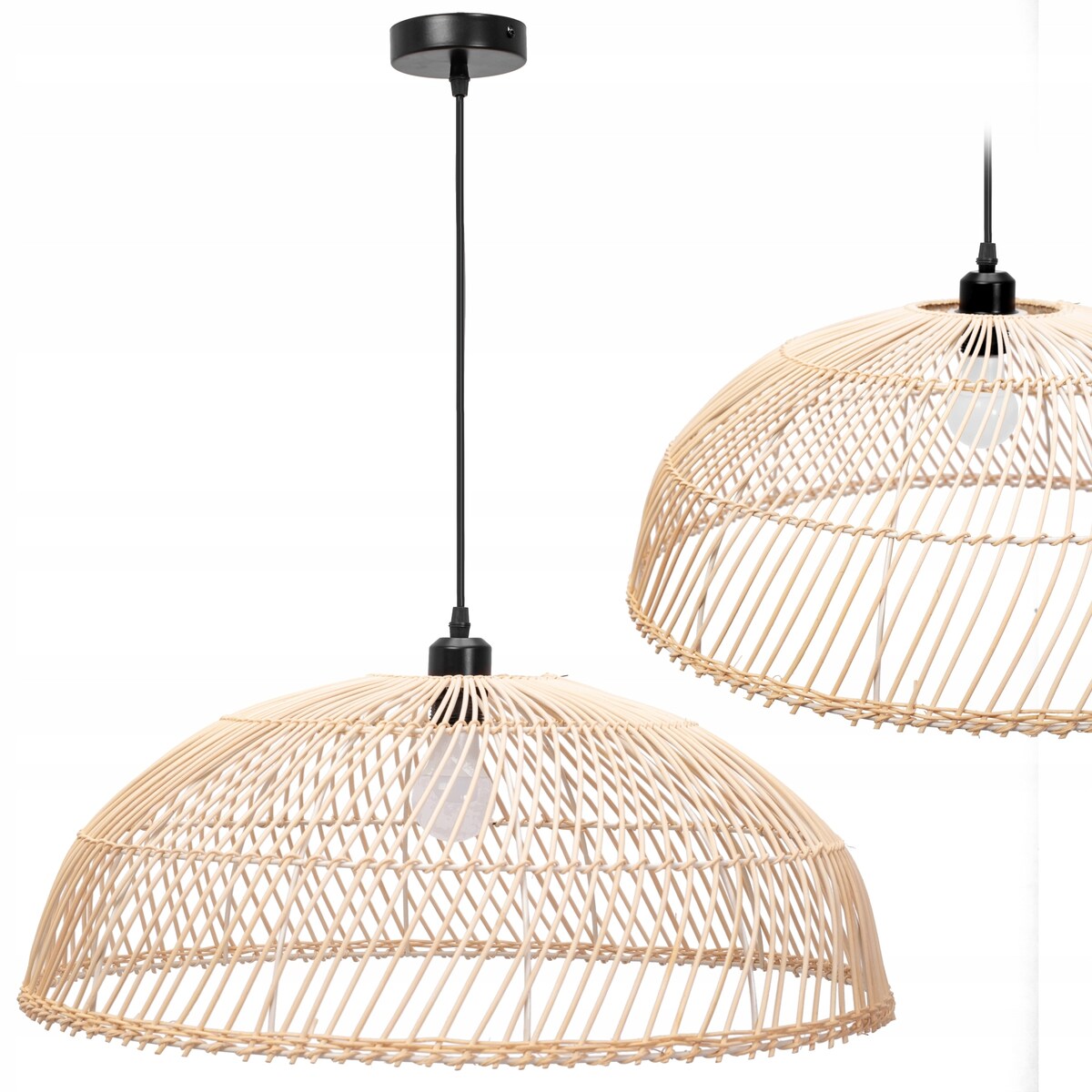 Lampa Wisząca Pleciona Bambus Natural Boho Duża