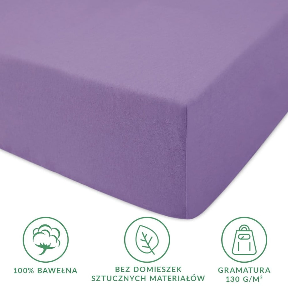 Prześcieradło jersey z gumką 90x200 kolor Jasny fiolet