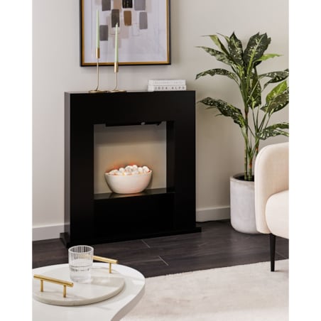 Kominek elektryczny z funkcją grzania DJURAB Czarny