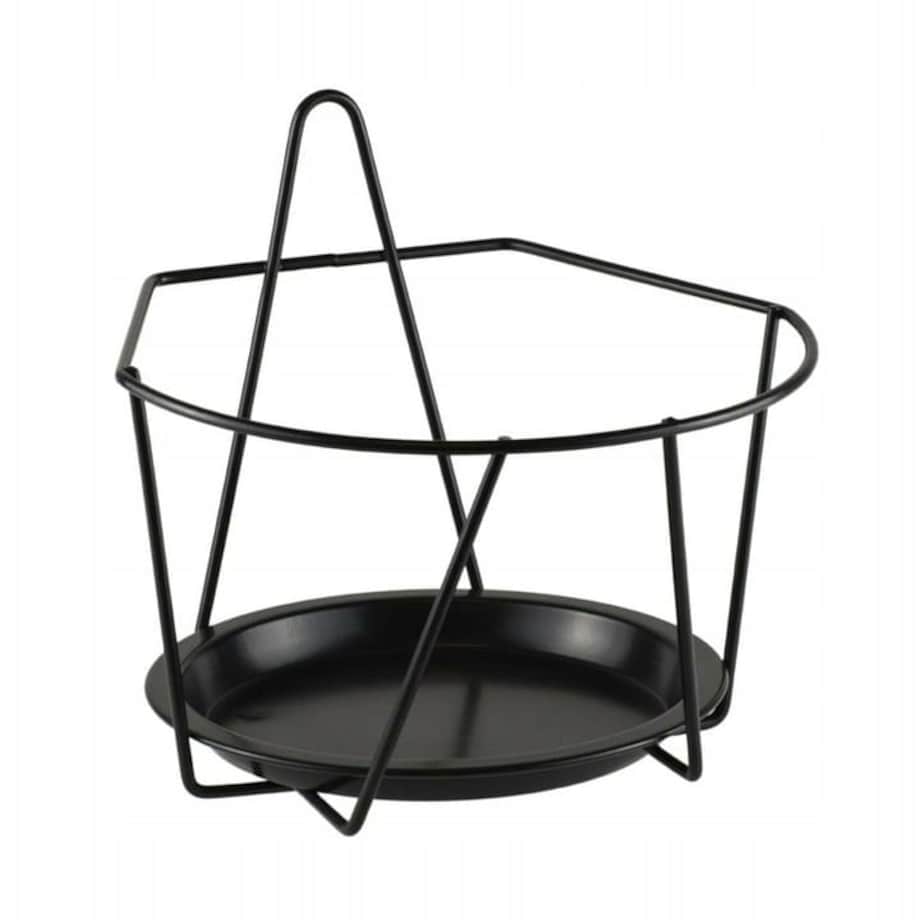 Kwietnik na ścianę metalowy GEOMETRYCZNY LOFTOWY czarny na doniczkę 22x20cm