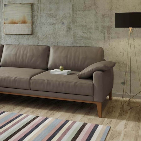 Sofa narożna Musso brązowa z pikowanym siedziskiem