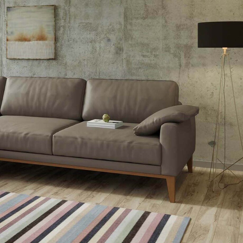 Sofa narożna Musso brązowa z pikowanym siedziskiem