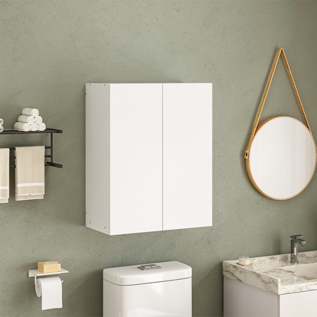 Szafka łazienkowa wisząca biała 2-drzwiowa nowoczesna ścienna 3 półki 80 cm