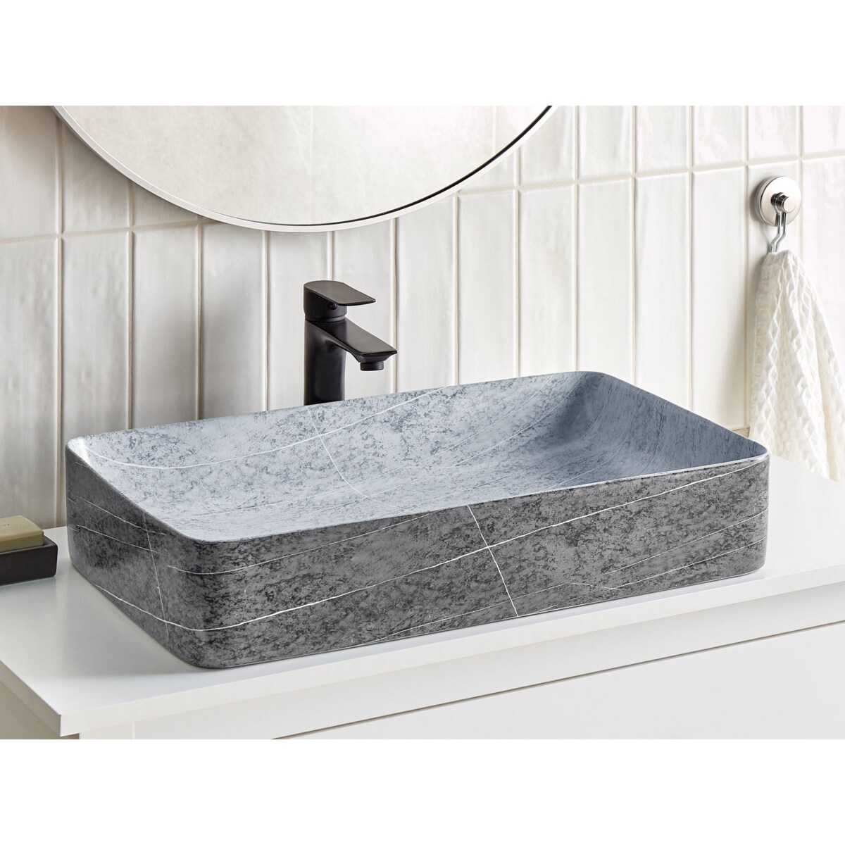 Umywalka nablatowa ARTAJ Szary efekt betonu 61 x 35 cm Ceramika