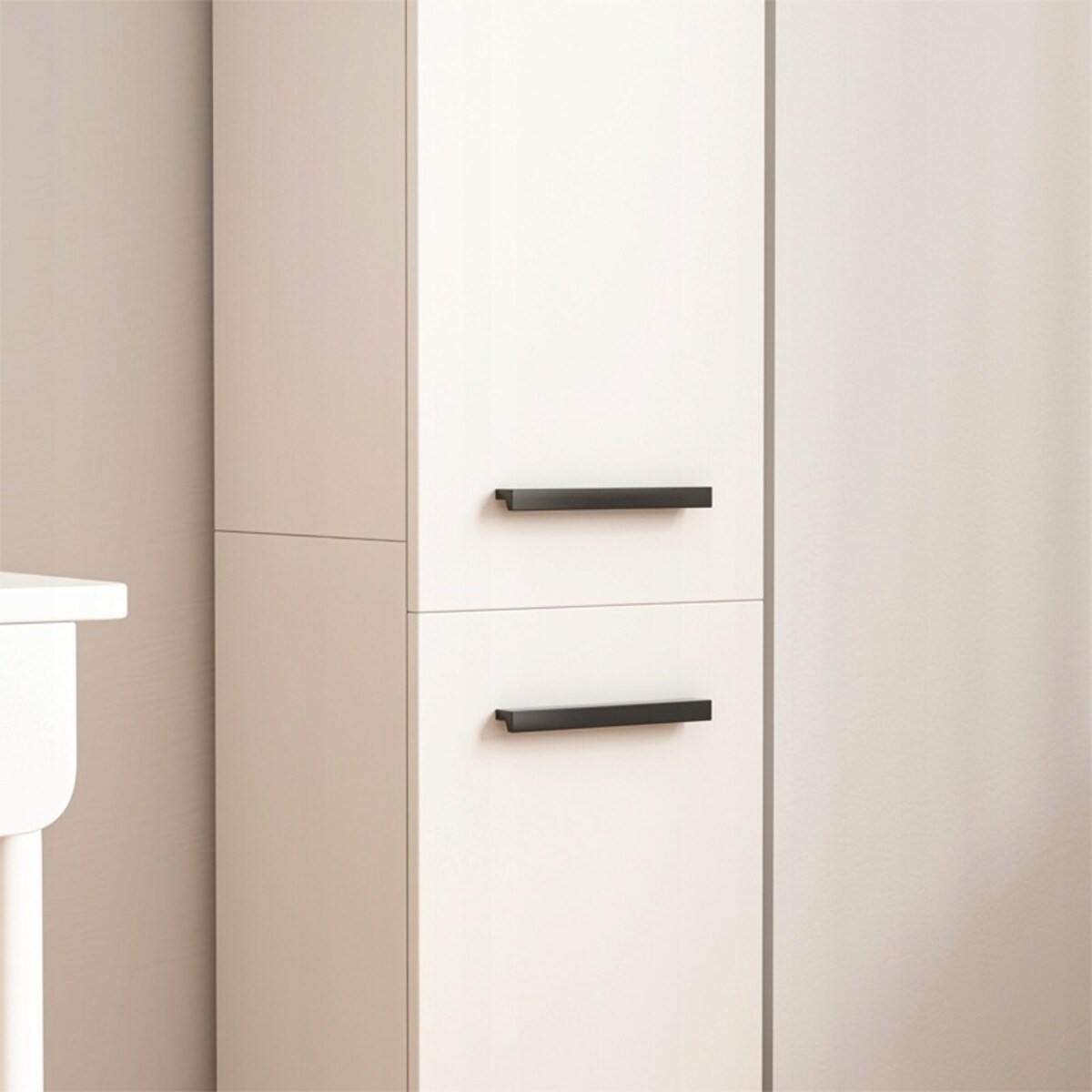 Regał szafka biała nowoczesna stojąca słupek wysoki loft 2-drzwiowy 174 cm