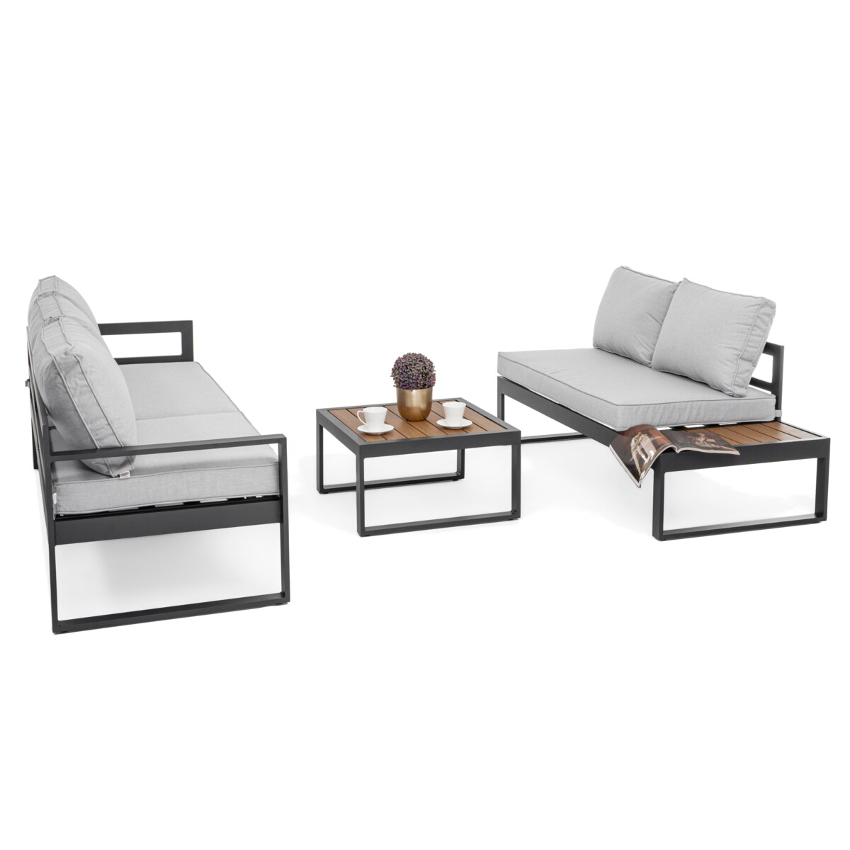 MEBLE OGRODOWE ALUMINIOWE NAROŻNIK NICEA SZARO GRAFITOWA PRAWA