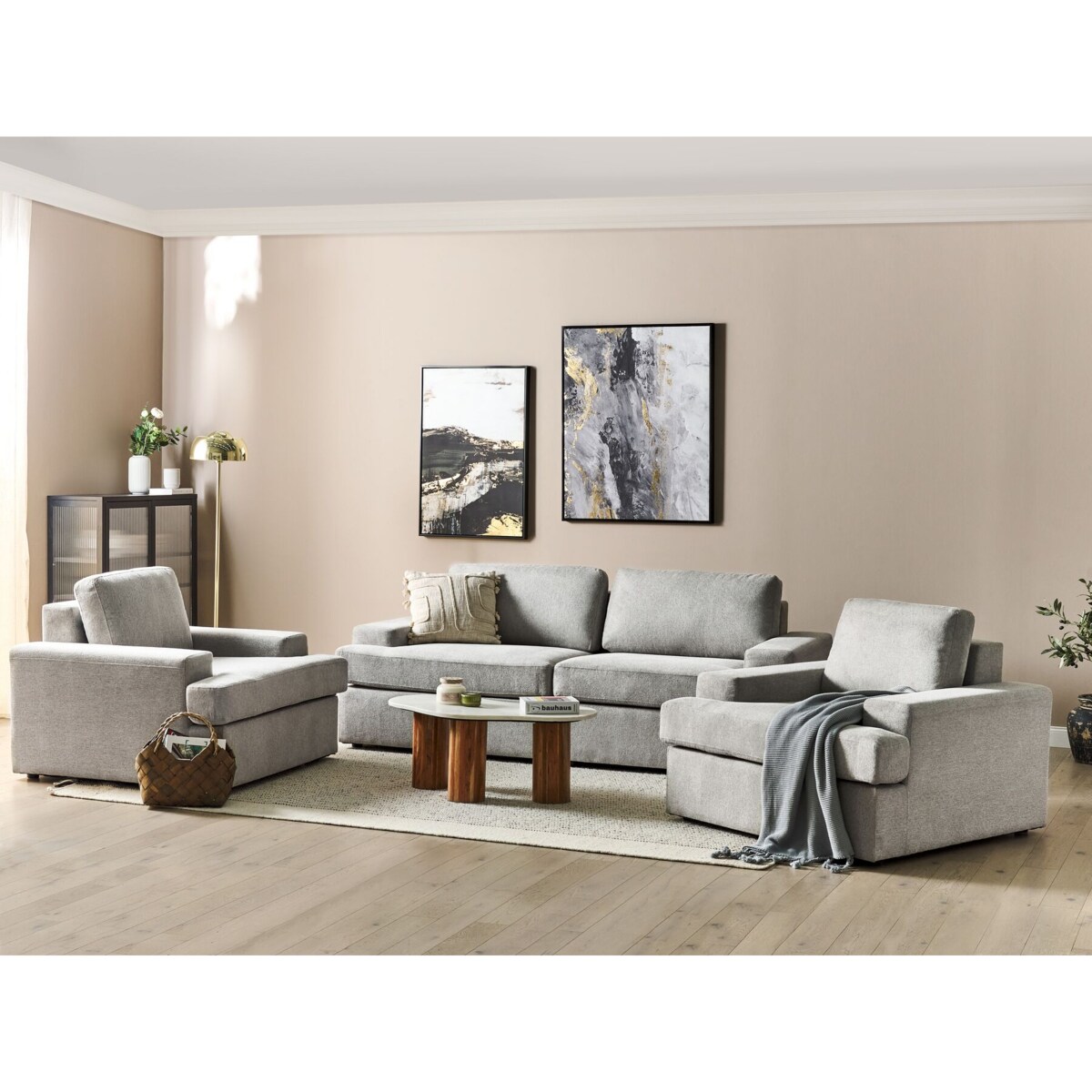 Komplet wypoczynkowy 5-osobowy jasnoszary ALLA