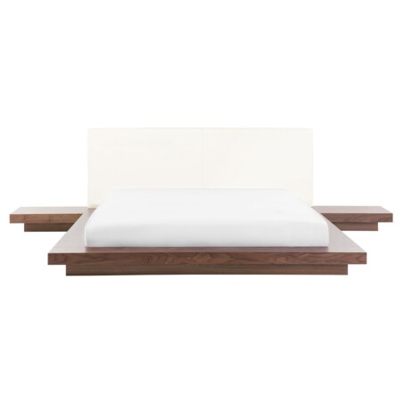 Łóżko wodne ze stolikami nocnymi 160 x 200 cm brązowe ZEN
