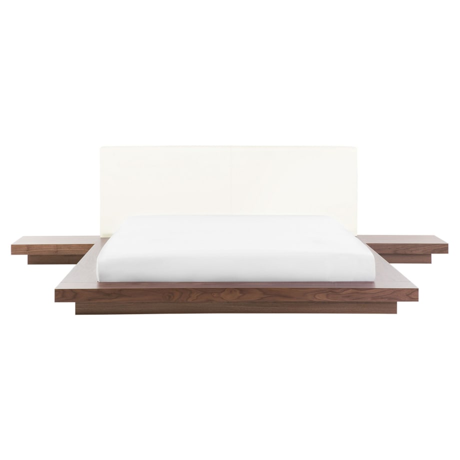 Łóżko wodne ze stolikami nocnymi 160 x 200 cm brązowe ZEN