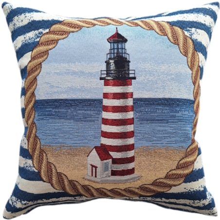 Poszewka Na Poduszkę Jasiek 45X45 Cm Żakardowa Dekoracyjna Ozobna Latarnia Morska