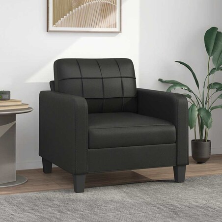 vidaXL Fotel, czarny, 60 cm, obity sztuczną skórą