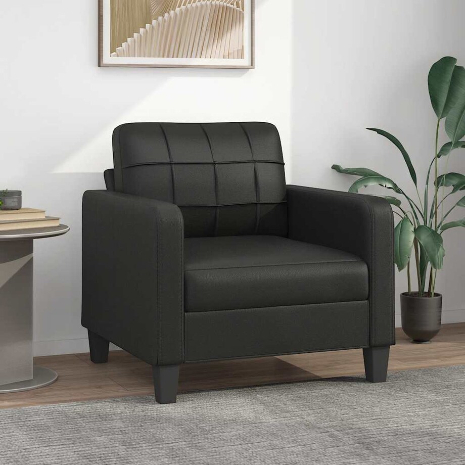 vidaXL Fotel, czarny, 60 cm, obity sztuczną skórą