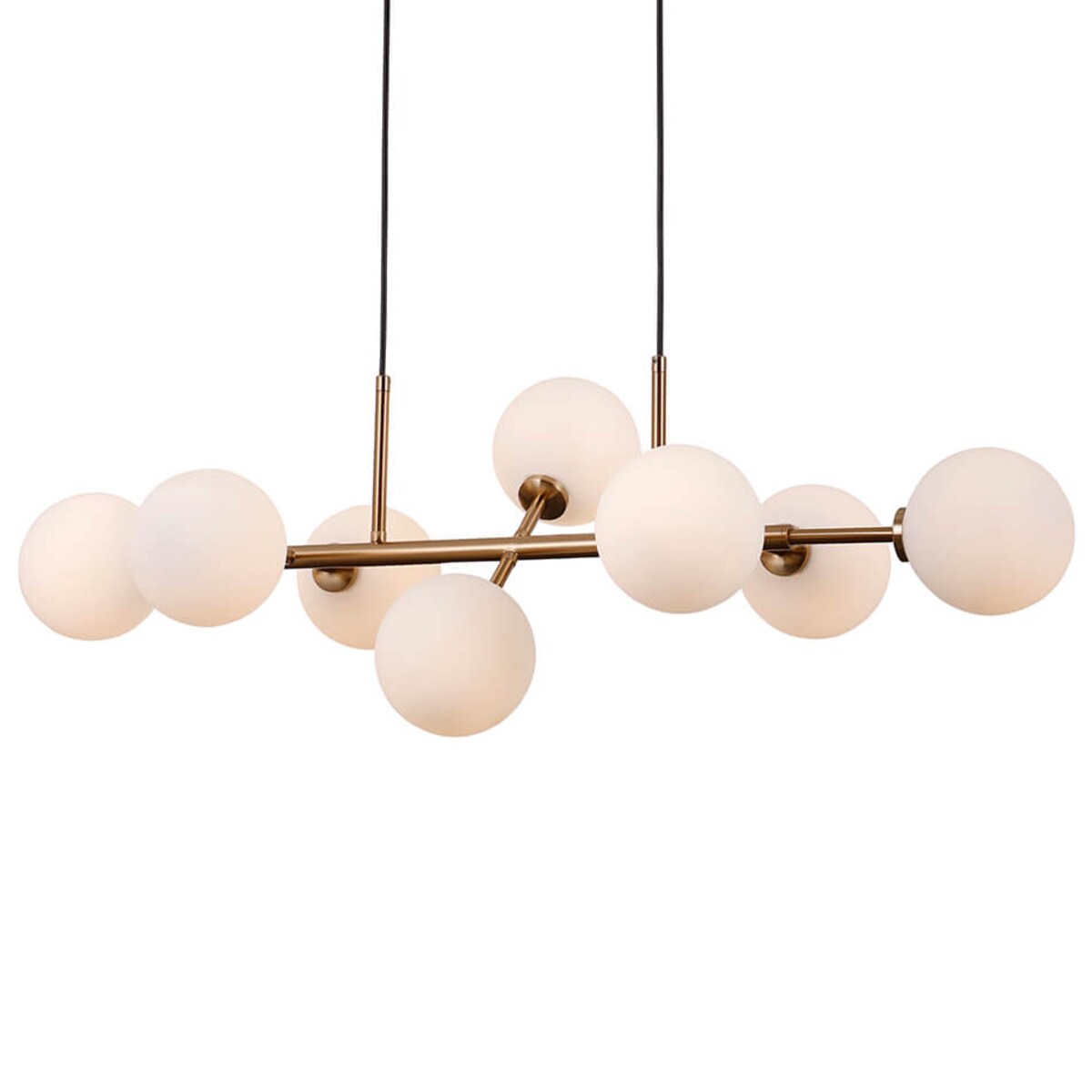 Modernistyczna lampa wisząca Mirellio szklane kule mosiądz