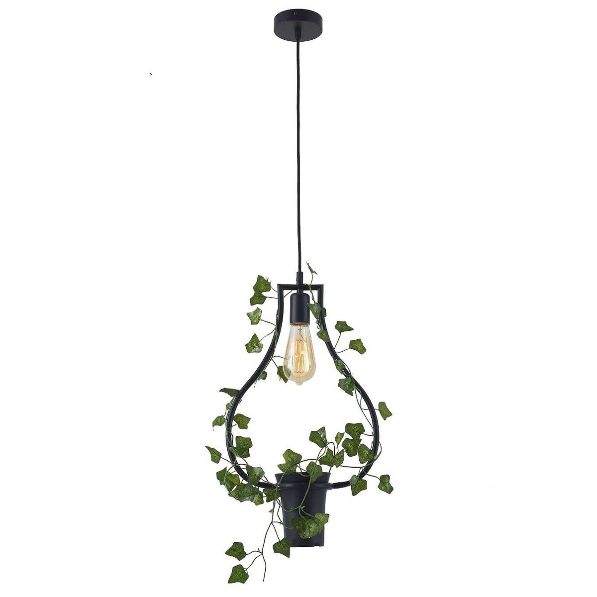 Wisząca lampa dekoracyjna 313874 Polux geometryczna OPRAWA ramka ZWIS metalowa doniczka czarna