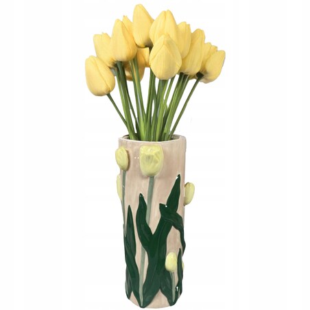 WAZON NA BUKIET KWIATÓW 28cm TULIPANY cylinder ceramiczny wiosenny duży