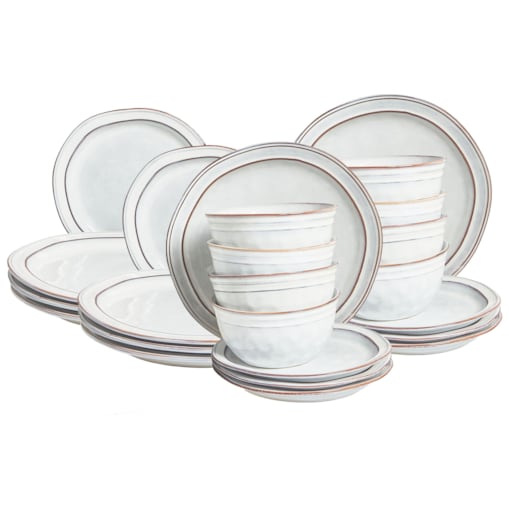 Zastawa stołowa 24-częściowa CHIVES Kamionka Jasnoszary Szary
