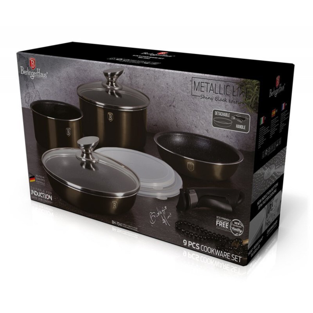 Komplet garnków 9 elementów click & cook BERLINGER HAUS Shiny Black