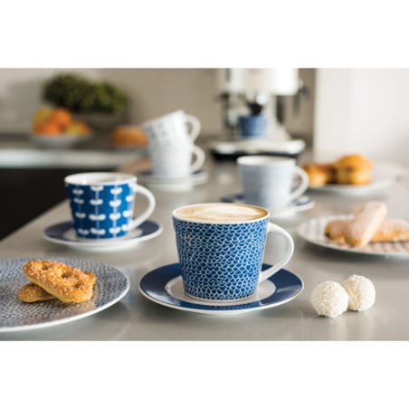 Zestaw filiżanek 300 ml ze spodkami dla 6 osób 12 el. Scandy Blue LB88 (7431)