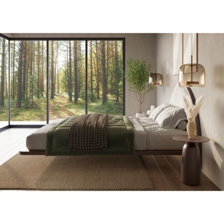 Łóżko lewitujące drewniane bukowe Visby MOMOKO / 180x200 cm, kolor palisander