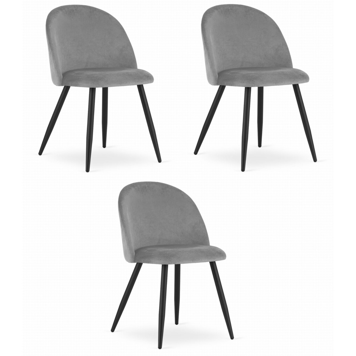 Krzesło Do Jadalni Kuchni Salonu Bello - Aksamit Jasnoszare / Nogi Czarne X 3