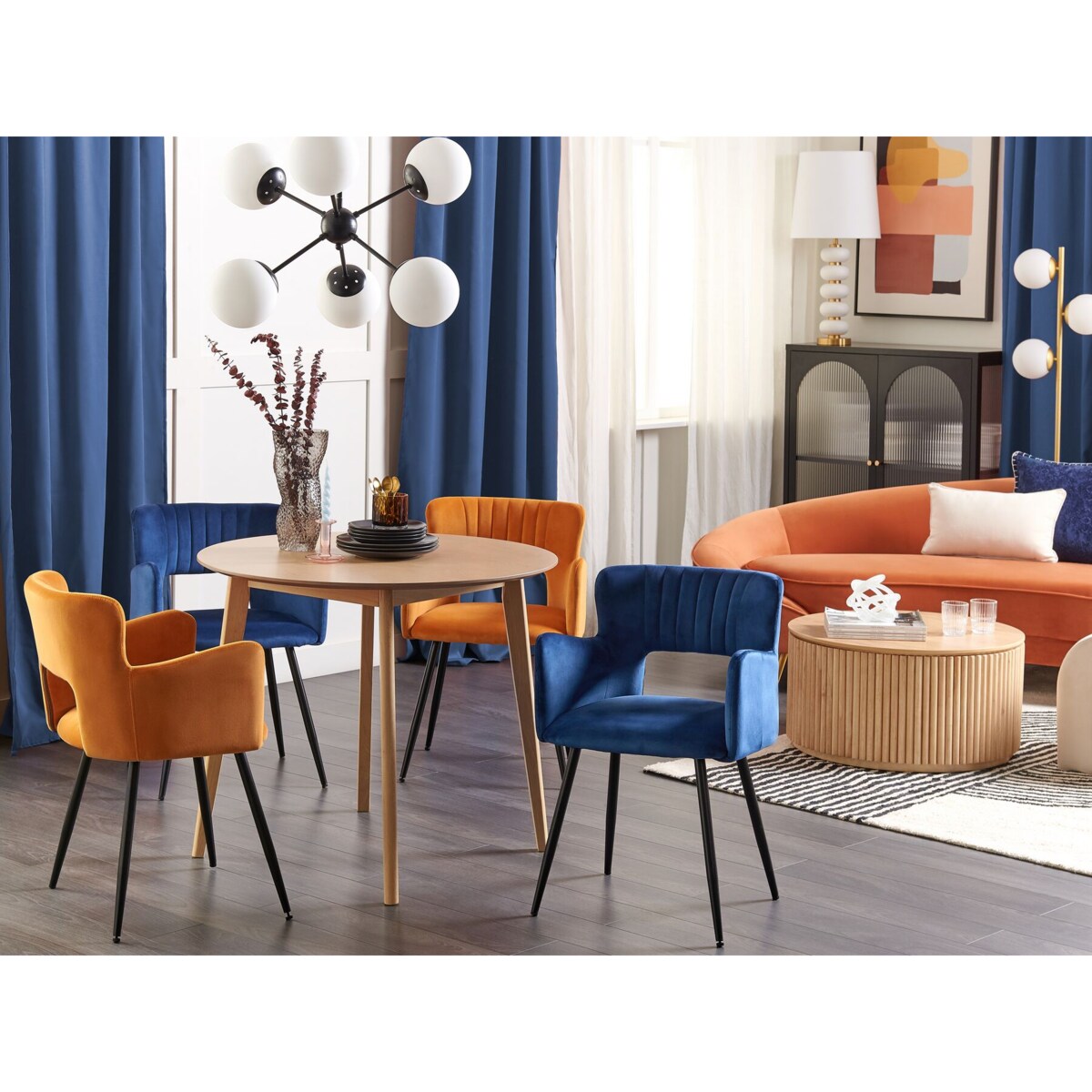 2 krzesła do jadalni welurowe granatowy SANILAC