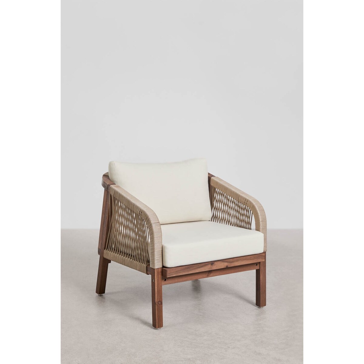 Zestaw ogrodowy: 3-osobowa sofa, 2 fotele i stolik kawowy, ciemna akacja, Dubai