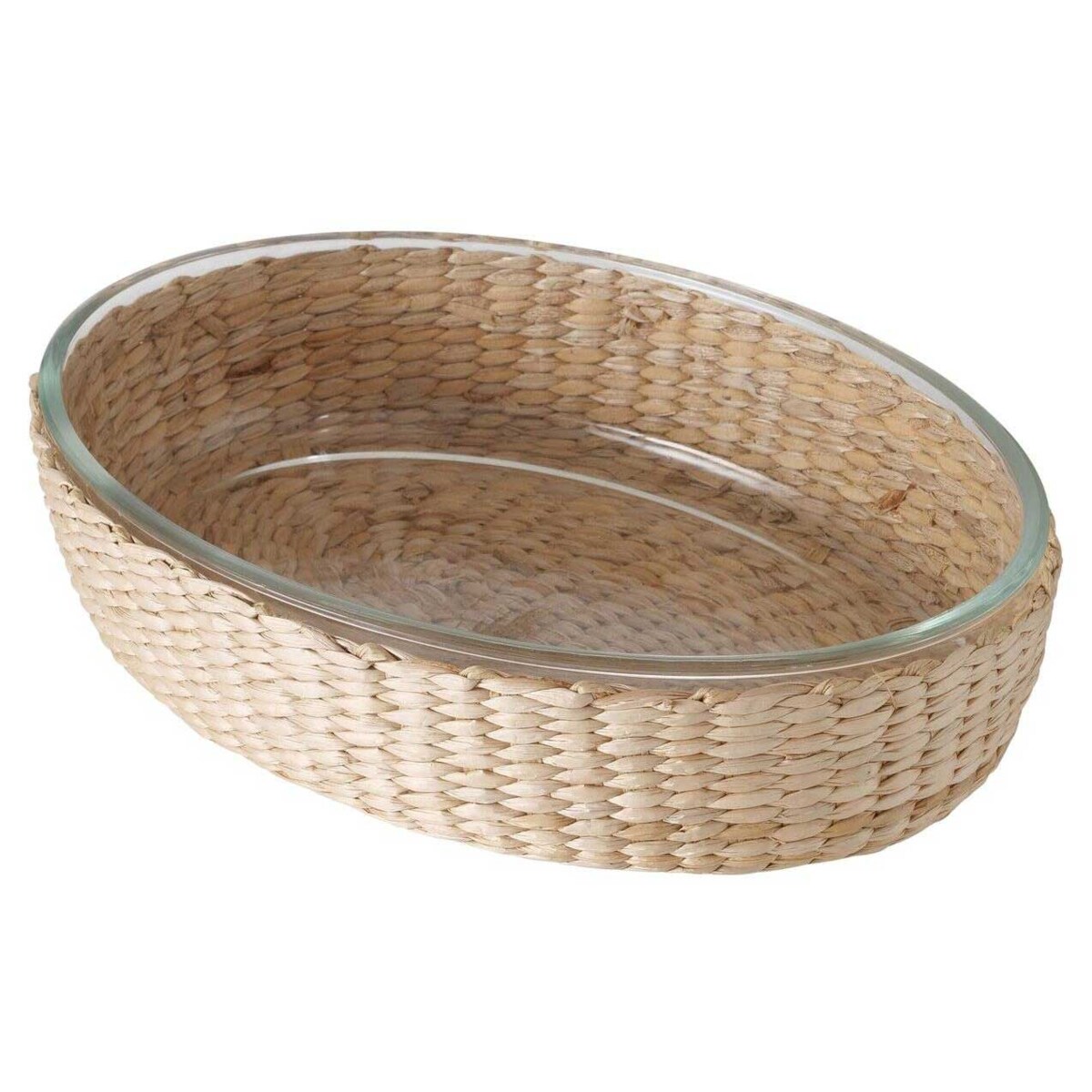 Naczynie do zapiekania żaroodporne szkło OVAL + koszyczek z plecionki